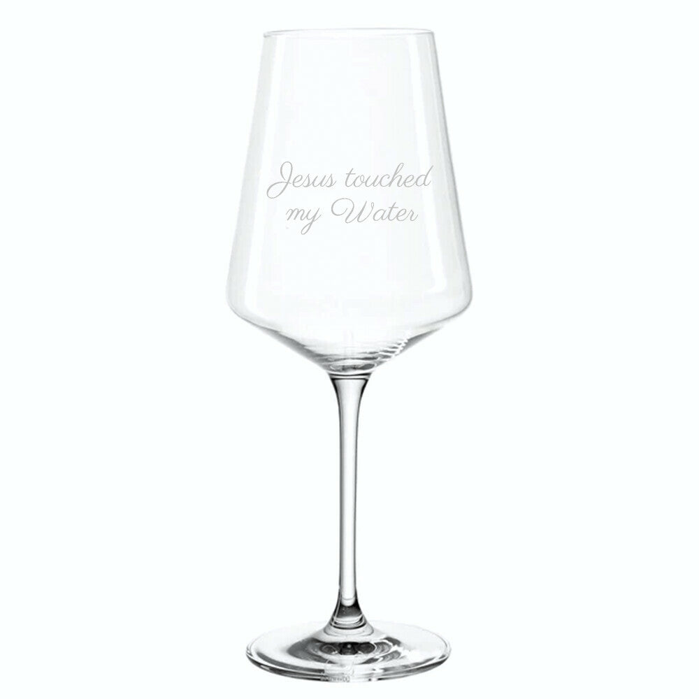 Wine glass “Jesus touched my water” – Christian glass with laser engra –  GfoitMa