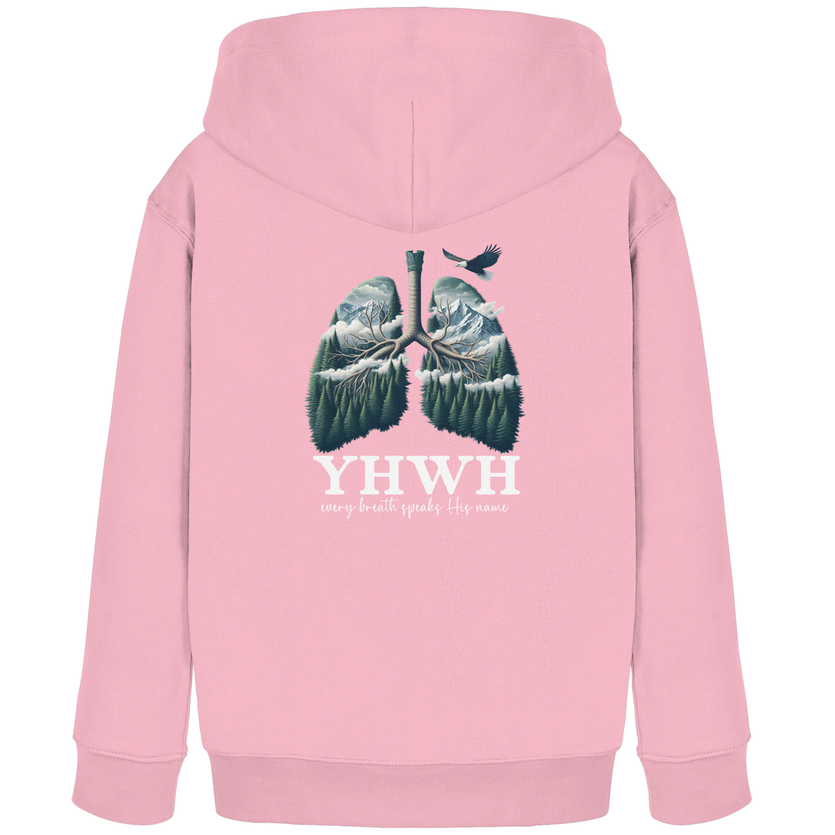 YHWH – Every Breath Speaks His Name | Atem des Lebens | Christliches Design - Kids Organic Hoodie - GfoitMa - Cotton Pink / 98/104 (3-4)