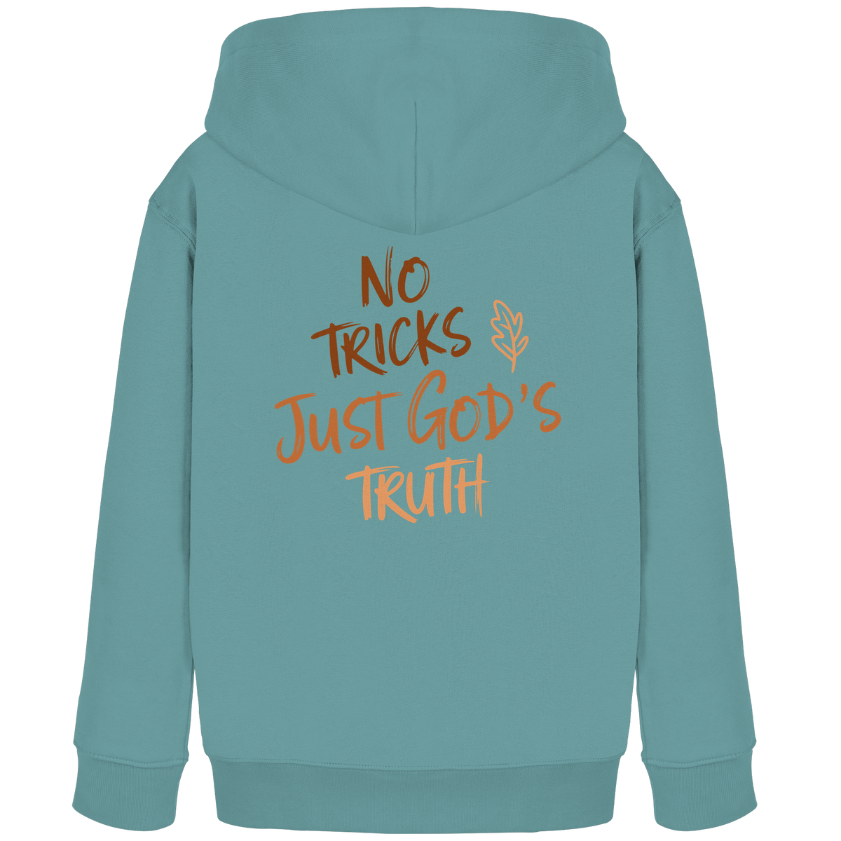 No Tricks – Just God’s Truth | Christliche Kleidung & Geschenke im Retro-Design für Herbst & Halloween - Kids Organic Hoodie - GfoitMa - Teal Monstera / 98/104 (3-4)