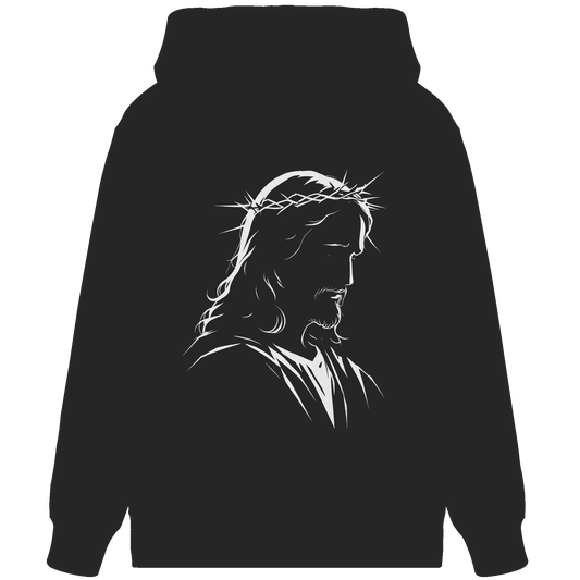Der Blick des Erlösers – Jesus-Silhouette im Konturdesign | Christliche Kleidung - Organic Zipper