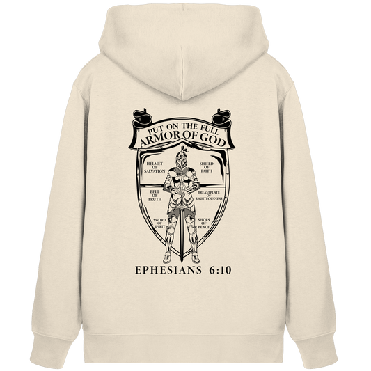 „Put on the Full Armor of God“ – Rückseite | Christliche Kleidung - Organic Zipper