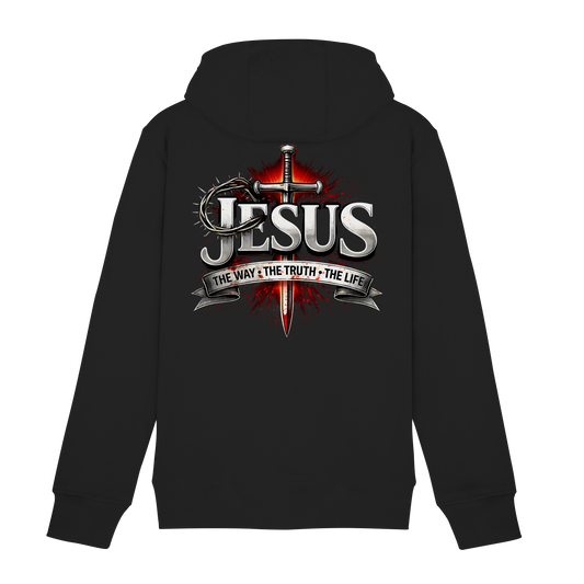 „Jesus: Der Weg, die Wahrheit, das Leben“ mit Schwert und Dornenkrone - Zipper