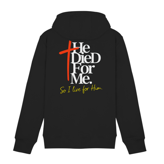 He Died for Me – Christliches Design mit Statement - Zipper