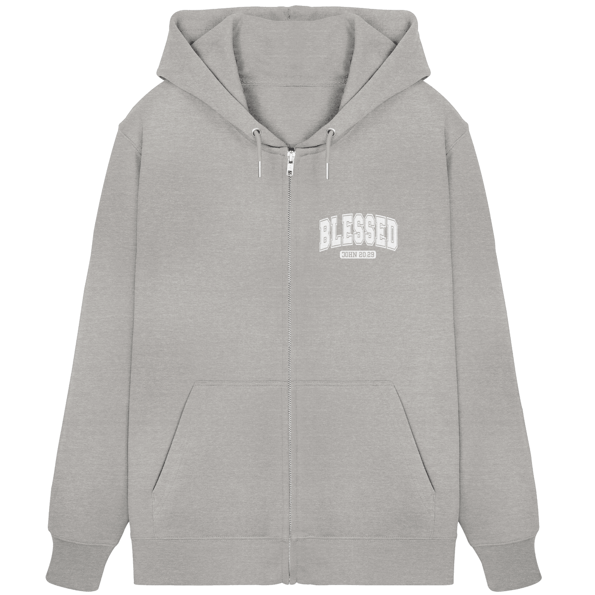 Blessed – John 20:29 - Organic Zipper - GfoitMa - Heather Grey / XS