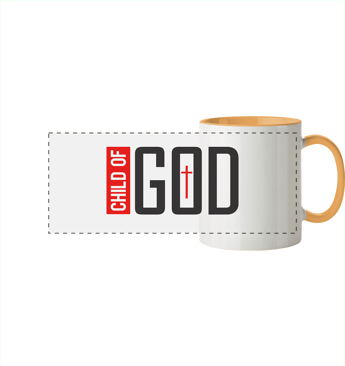 Child of God – Deine Identität in Christus | Christliche Kleidung - Panorama Tasse zweifarbig - Trinkgefäße - Goldgelb - GfoitMa