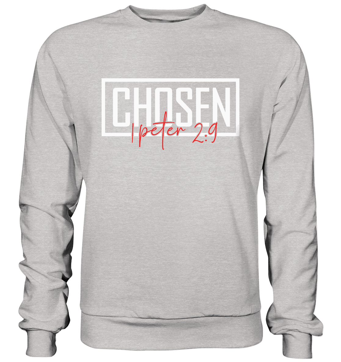 Chosen – 1. Petrus 2:9 – Auserwählt und berufen | Christliche Produkte - Premium Sweatshirt - Sweatshirts - Heather Grey (meliert) - GfoitMa