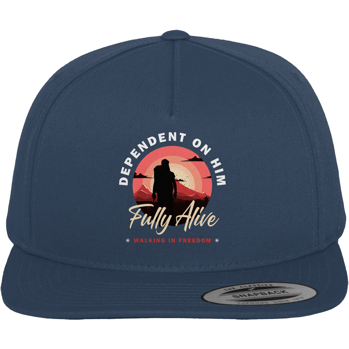 Dependent on Him – Fully Alive - Premium Snapback - Kappen & Mützen - Navy / Green - GfoitMa