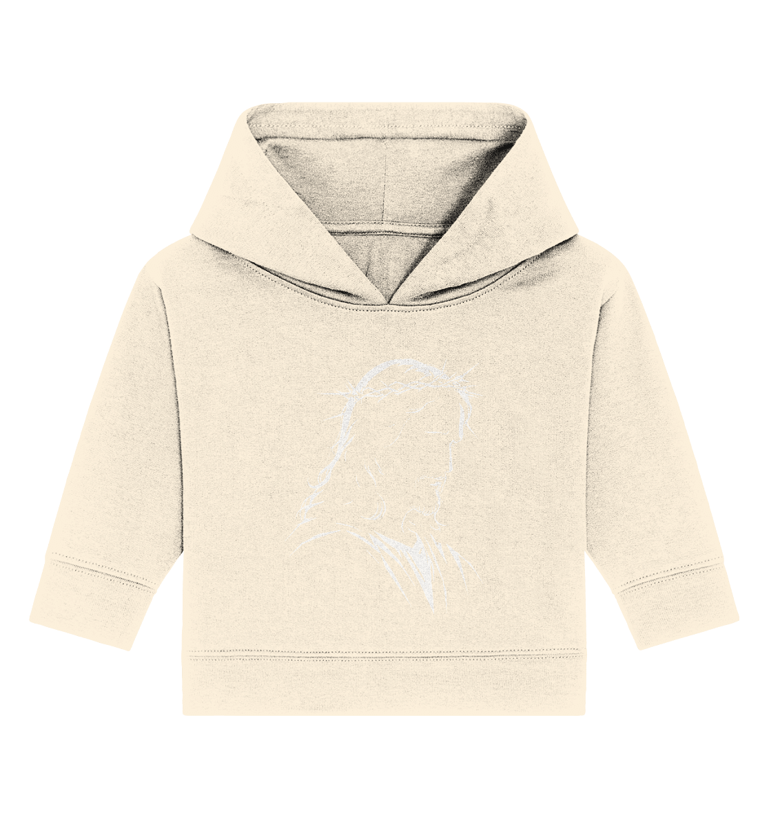 Der Blick des Erlösers – Jesus-Silhouette im Konturdesign | Christliche Kleidung - Baby Organic Hoodie - Kids & Babys - Natural Raw - GfoitMa