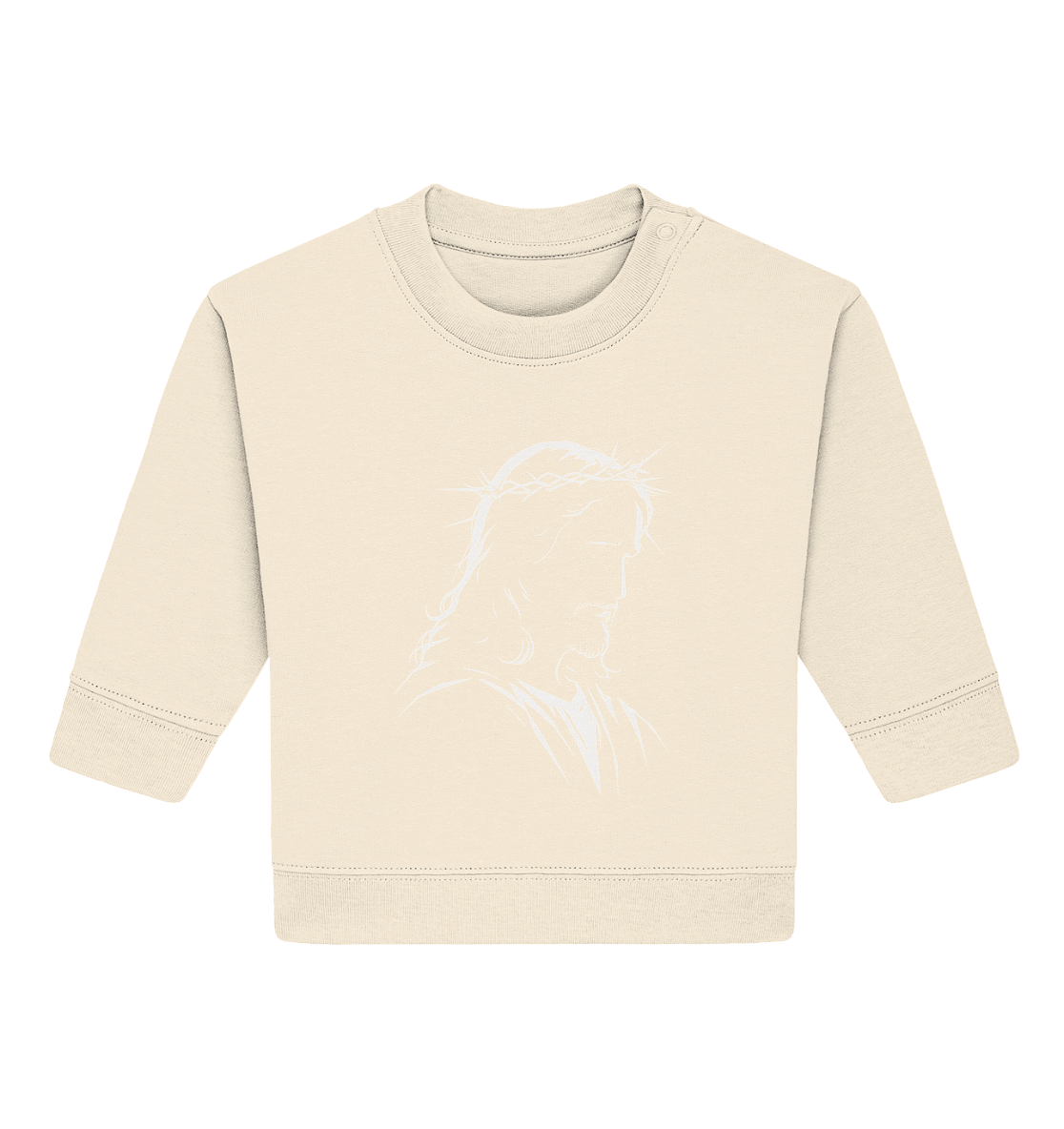 Der Blick des Erlösers – Jesus-Silhouette im Konturdesign | Christliche Kleidung - Baby Organic Sweatshirt - Kids & Babys - Natural Raw - GfoitMa