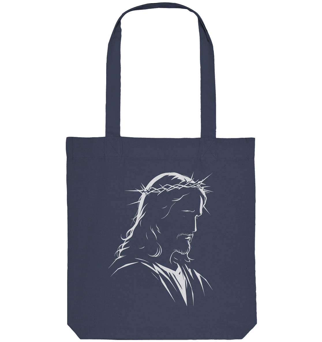 Der Blick des Erlösers – Jesus-Silhouette im Konturdesign | Christliche Kleidung - Organic Tote-Bag - Taschen - Midnight Blue - GfoitMa