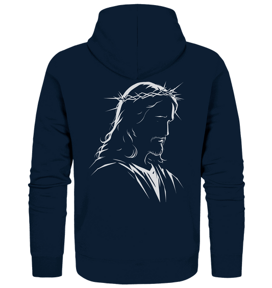Der Blick des Erlösers – Jesus-Silhouette im Konturdesign | Christliche Kleidung - Zipper - Jacken/ Zipper - Navy - GfoitMa