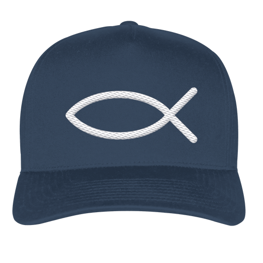 Der Ichthys – Ein zeitloses Zeichen (Stick) | Christliche Kleidung - Classic Curved Snapback - Kappen & Mützen - Navy - GfoitMa