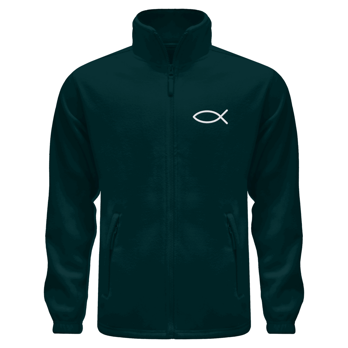 Der Ichthys – Ein zeitloses Zeichen (Stick) | Christliche Kleidung - Fleece Jacket - Jacken/ Zipper - Fir Green - GfoitMa