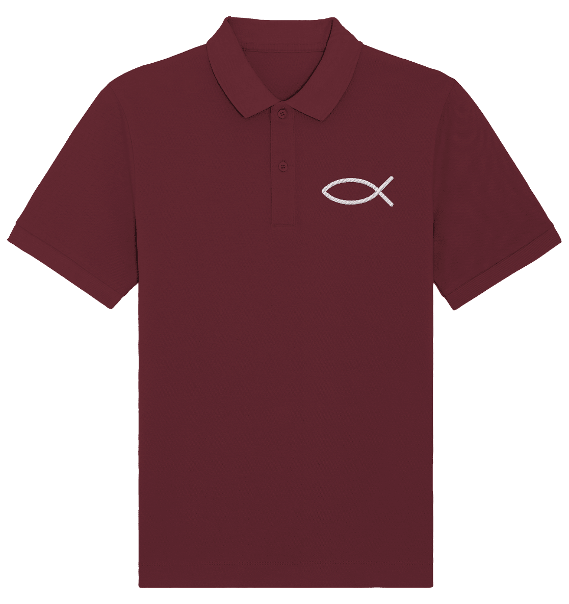 Der Ichthys – Ein zeitloses Zeichen (Stick) | Christliche Kleidung - Organic Poloshirt (Stick) - Unisex-Shirts - Burgundy - GfoitMa
