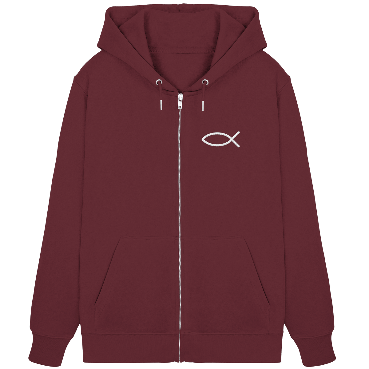 Der Ichthys – Ein zeitloses Zeichen (Stick) | Christliche Kleidung - Organic Zipper (Stick) - Jacken/ Zipper - Burgundy - GfoitMa