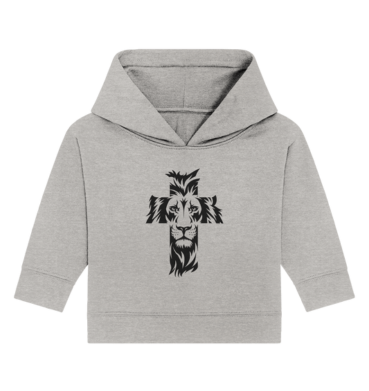 Der Löwe im Kreuz – Mut und Gnade vereint | Christliche Kleidung - Baby Organic Hoodie - Kids & Babys - Heather Grey - GfoitMa