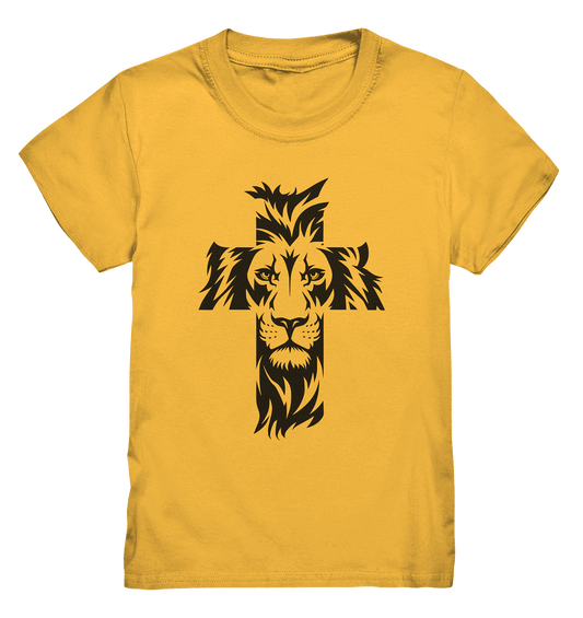 Der Löwe im Kreuz – Mut und Gnade vereint | Christliche Kleidung - Kids Premium Shirt - Kids & Babys - Gold - GfoitMa