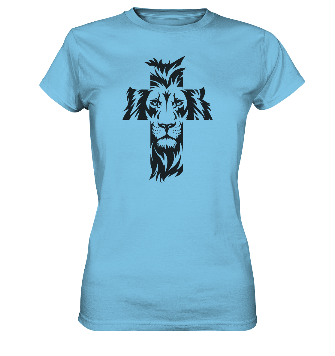 Der Löwe im Kreuz – Mut und Gnade vereint | Christliche Kleidung - Ladies Premium Shirt - Lady-Shirts - Sky Blue - GfoitMa