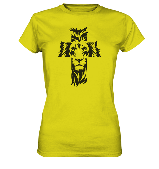 Der Löwe im Kreuz – Mut und Gnade vereint | Christliche Kleidung - Ladies Premium Shirt - Lady-Shirts - Pixel Lime - GfoitMa