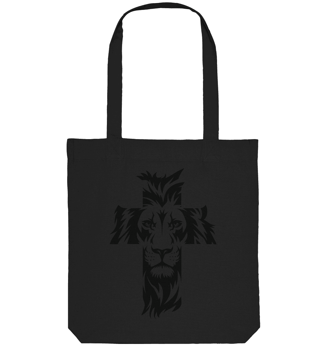 Der Löwe im Kreuz – Mut und Gnade vereint | Christliche Kleidung - Organic Tote-Bag - Taschen - Black - GfoitMa