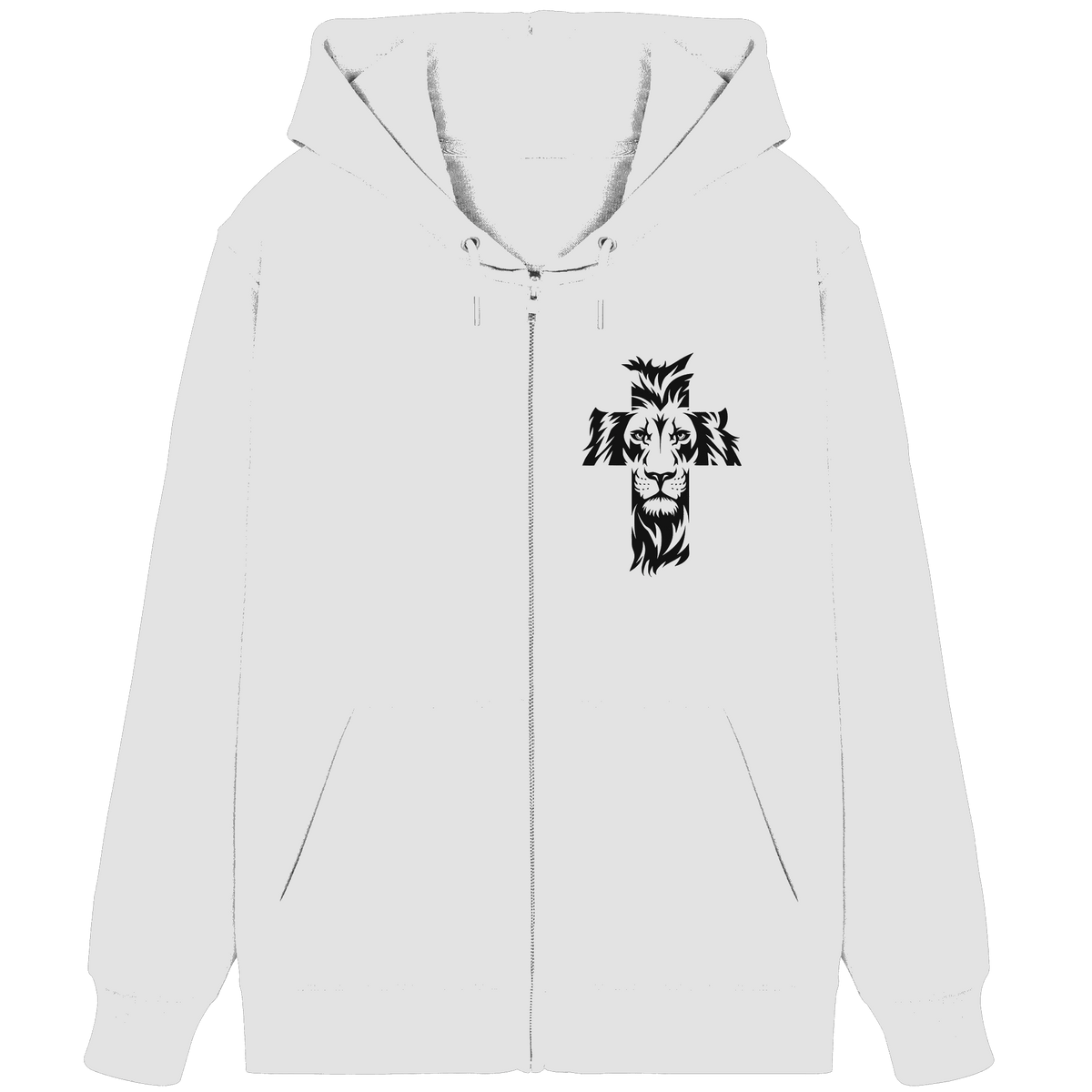Der Löwe im Kreuz – Mut und Gnade vereint | Christliche Kleidung - Organic Zipper - Jacken/ Zipper - White - GfoitMa