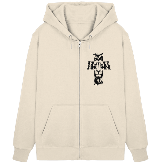 Der Löwe im Kreuz – Mut und Gnade vereint | Christliche Kleidung - Organic Zipper - Jacken/ Zipper - Natural Raw - GfoitMa
