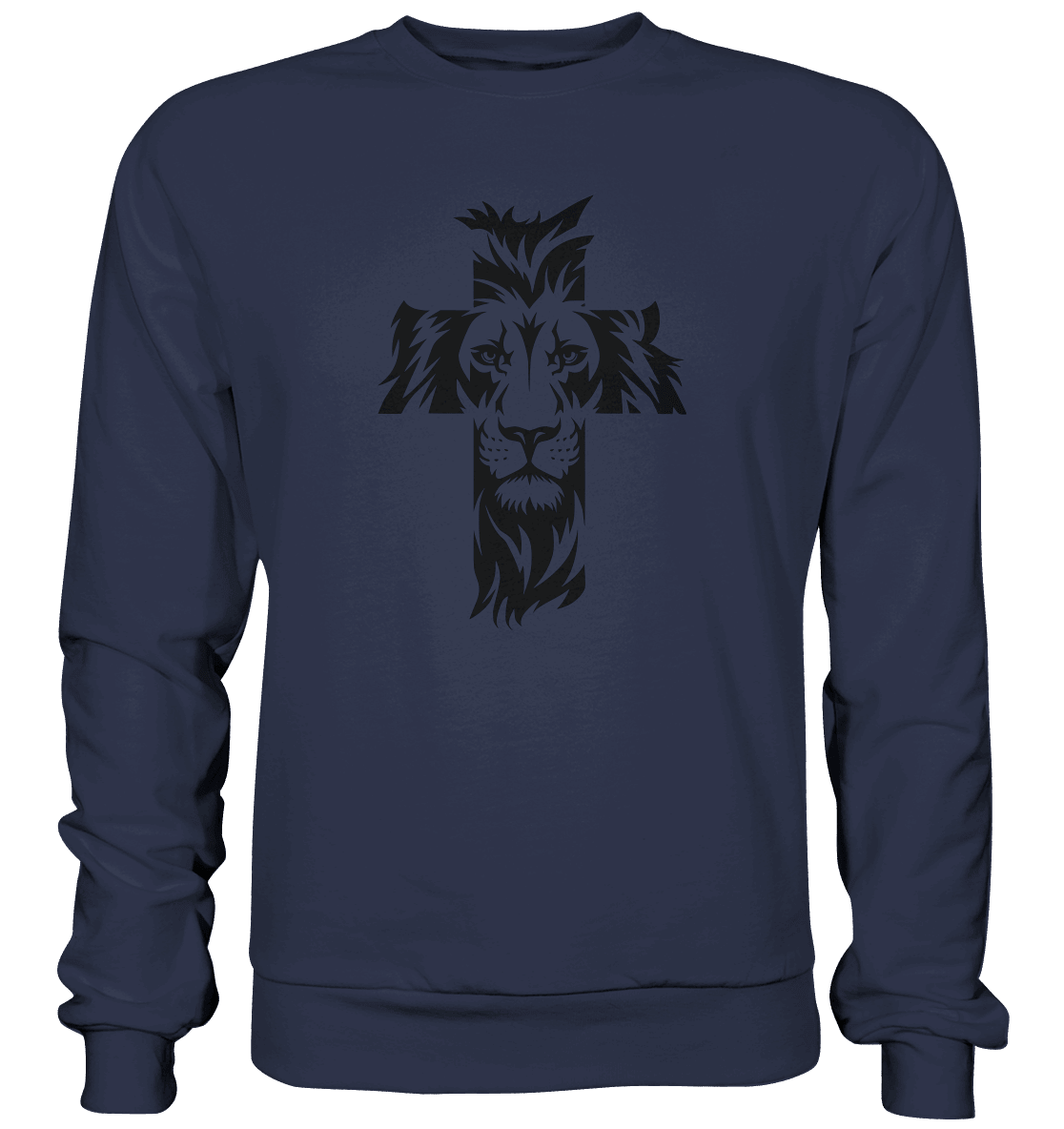 Der Löwe im Kreuz – Mut und Gnade vereint | Christliche Kleidung - Premium Sweatshirt - Sweatshirts - Deep Navy - GfoitMa