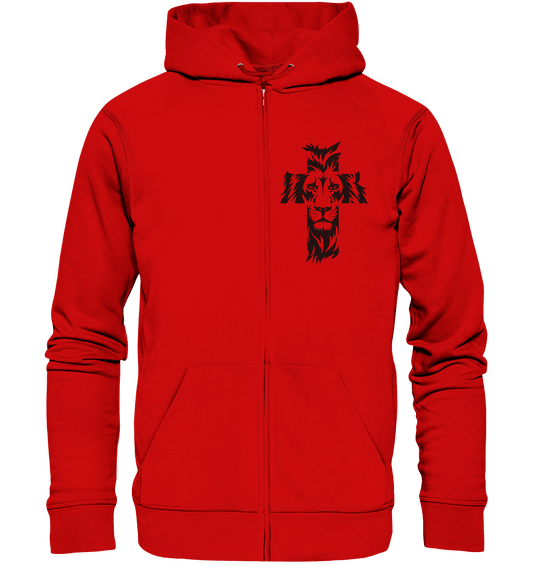Der Löwe im Kreuz – Mut und Gnade vereint | Christliche Kleidung - Zipper - Jacken/ Zipper - Red - GfoitMa