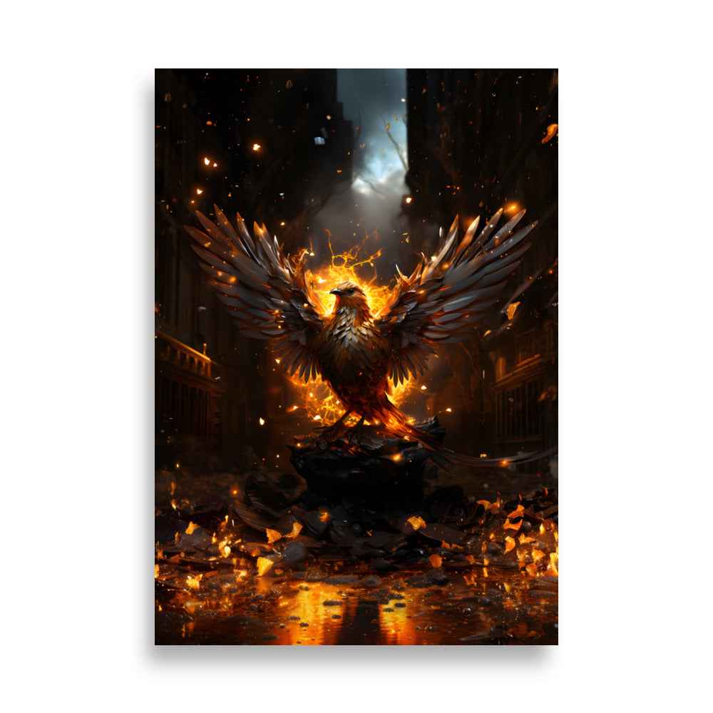 Feurige Kraft: Die Taube (Heilige Geist) inmitten der Flammen - Poster