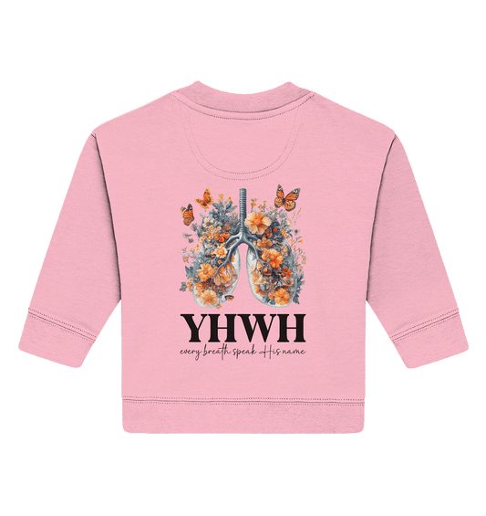 Every Breath Speak His Name – Leben, das Lobpreis atmet | Christliche Kleidung - Baby Organic Sweatshirt - Kids & Babys - Cotton Pink - GfoitMa