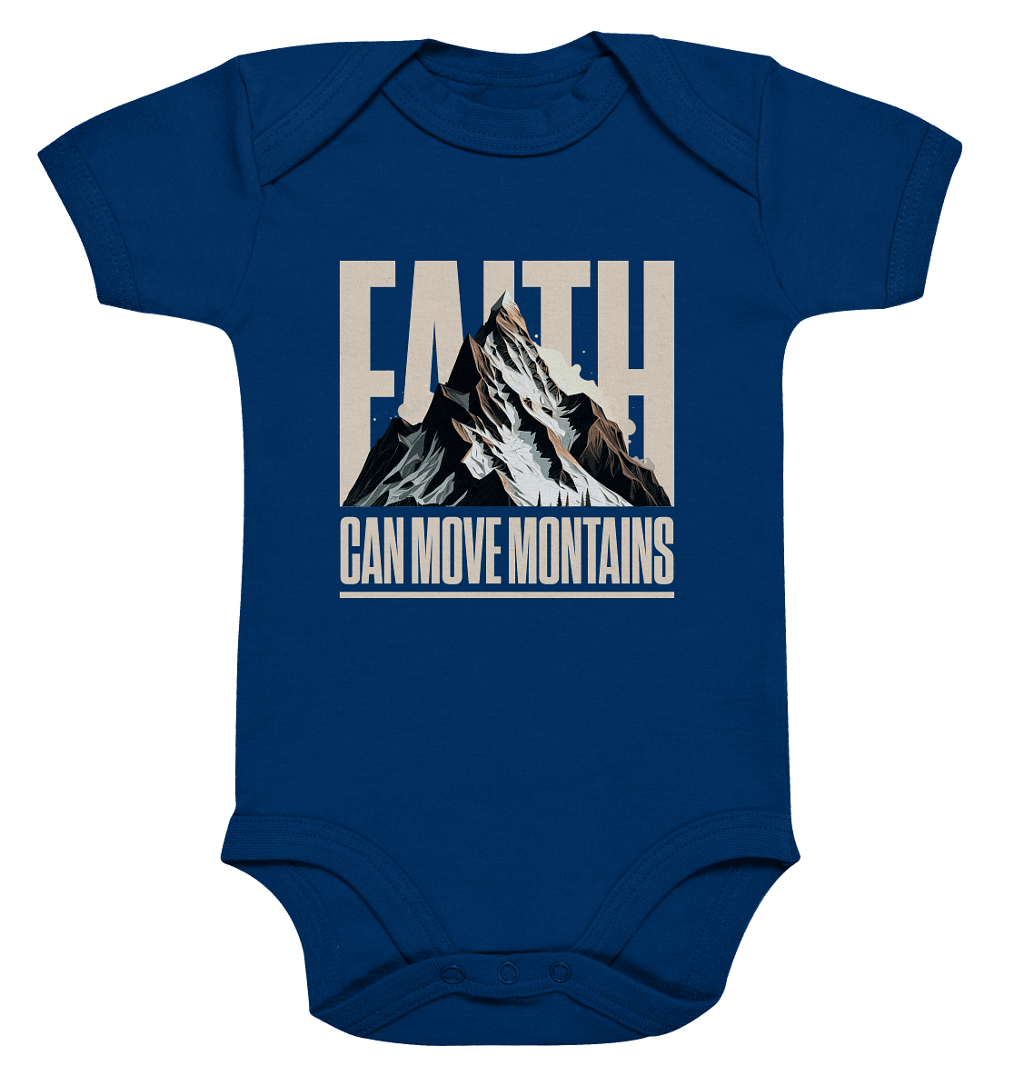 Faith Can Move Mountains – Glaube, der Grenzen überwindet | Christliche Kleidung - Organic Baby Bodysuit - Kids & Babys - Nautical Navy - GfoitMa