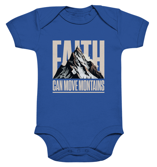 Faith Can Move Mountains – Glaube, der Grenzen überwindet | Christliche Kleidung - Organic Baby Bodysuit - Kids & Babys - Cobalt Blue Organic - GfoitMa