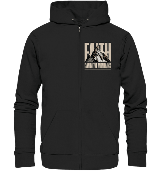 Faith Can Move Mountains – Glaube, der Grenzen überwindet | Christliche Kleidung - Zipper - Jacken/ Zipper - Black Pure - GfoitMa