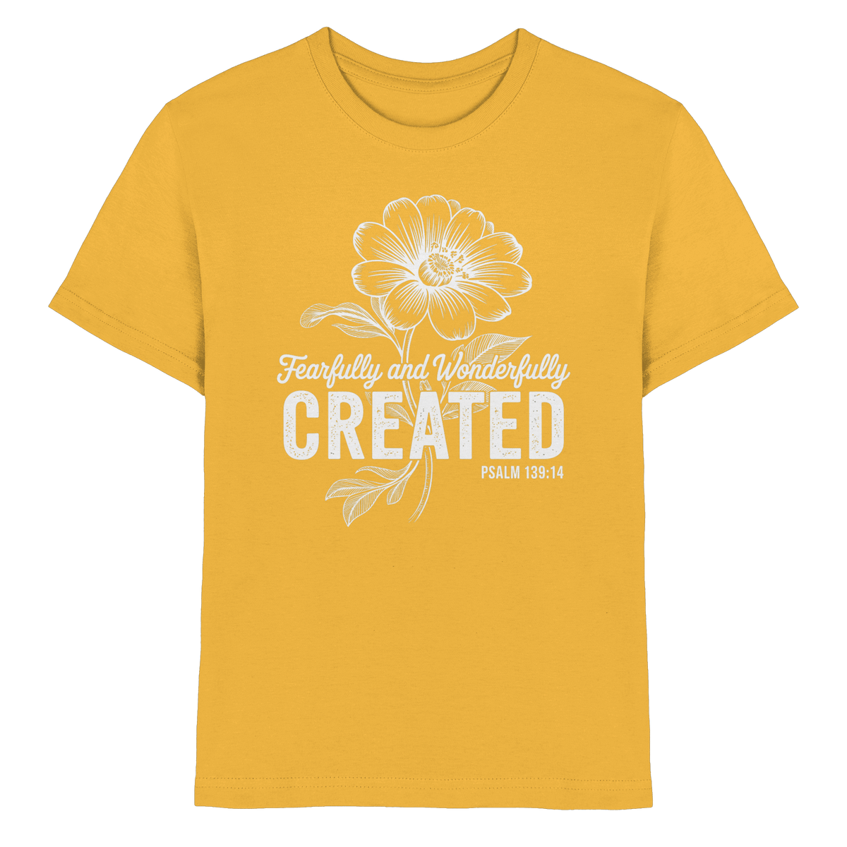 Fearfully and Wonderfully Created – Floral Grace Design - Kids Premium Shirt - Kids & Babys - Gold - GfoitMa