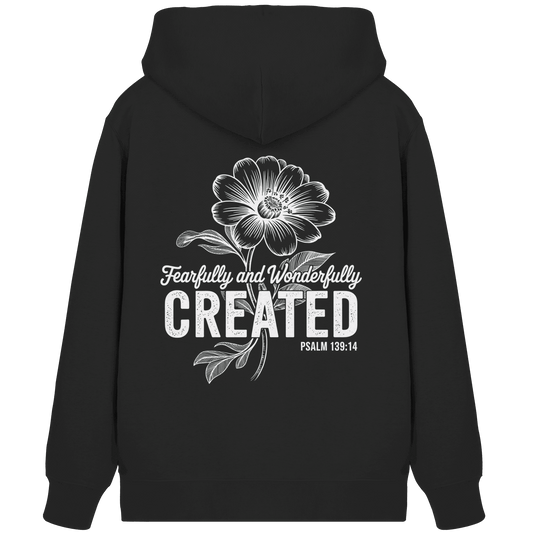 Fearfully and Wonderfully Created – Floral Grace Design - Organic Zipper - Jacken/ Zipper - Black - GfoitMa