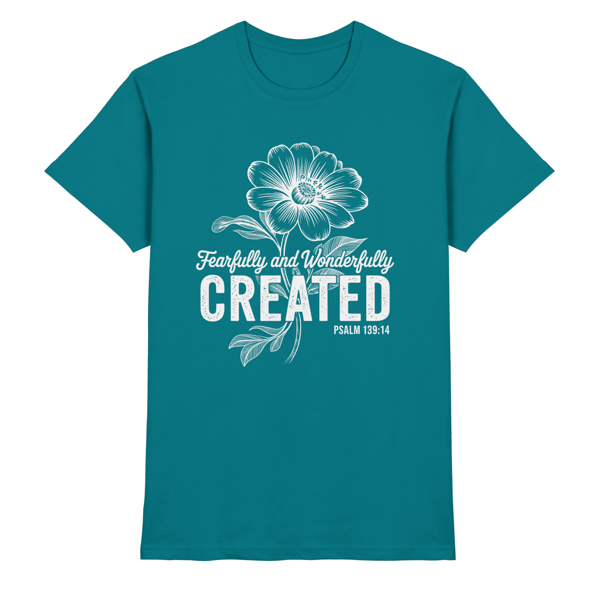 Fearfully and Wonderfully Created – Floral Grace Design - Premium Shirt - Unisex-Shirts - Diva Blue - GfoitMa