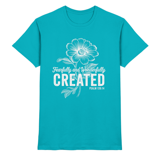 Fearfully and Wonderfully Created – Floral Grace Design - Premium Shirt - Unisex-Shirts - Swimming Pool - GfoitMa