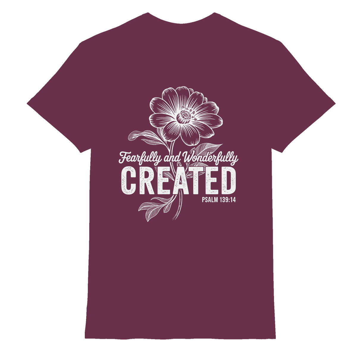 Fearfully and Wonderfully Created – Floral Grace Design - Premium Shirt - Unisex-Shirts - Burgundy - GfoitMa