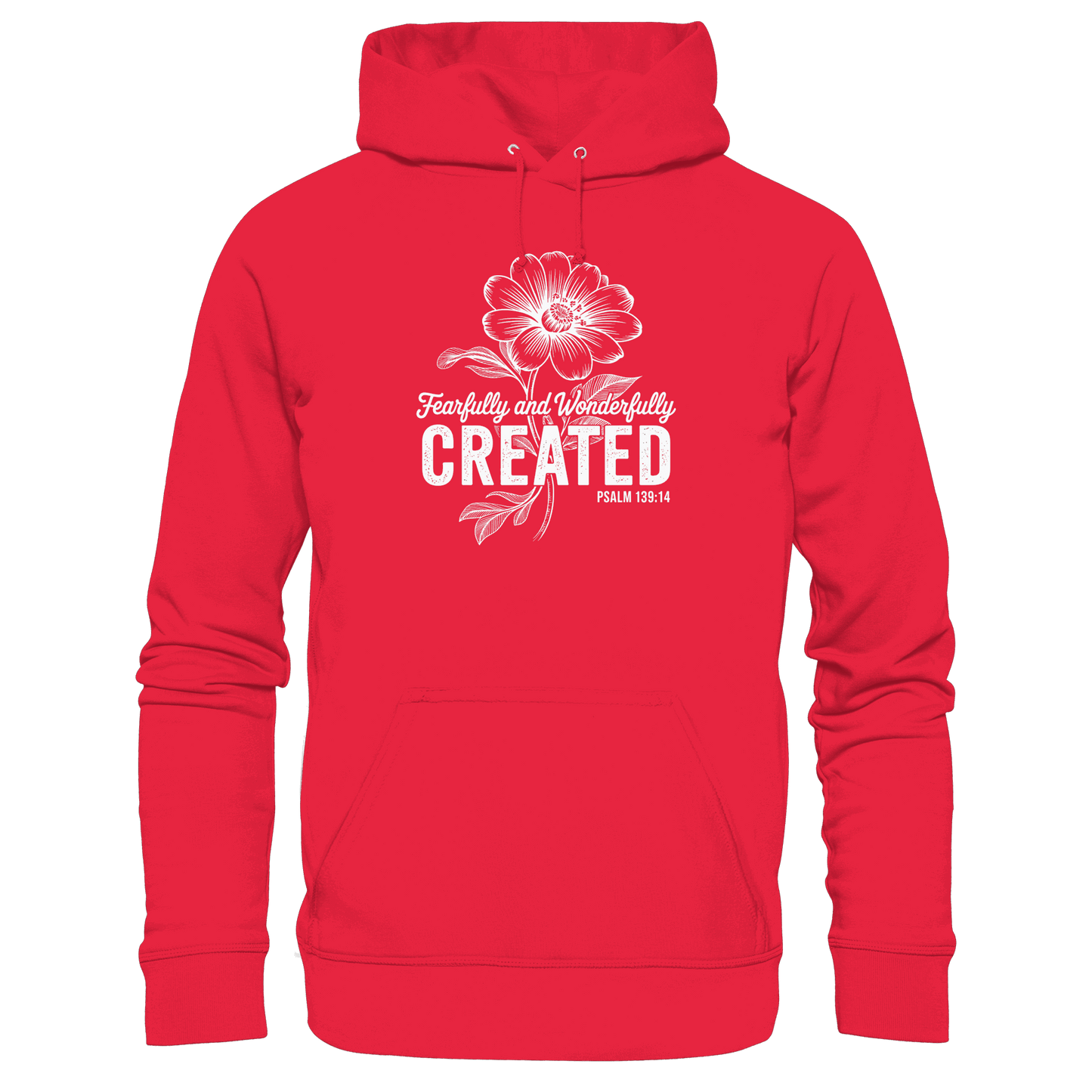 Fearfully and Wonderfully Created – Floral Grace Design - Premium Unisex Hoodie - Hoodies - Rot - GfoitMa