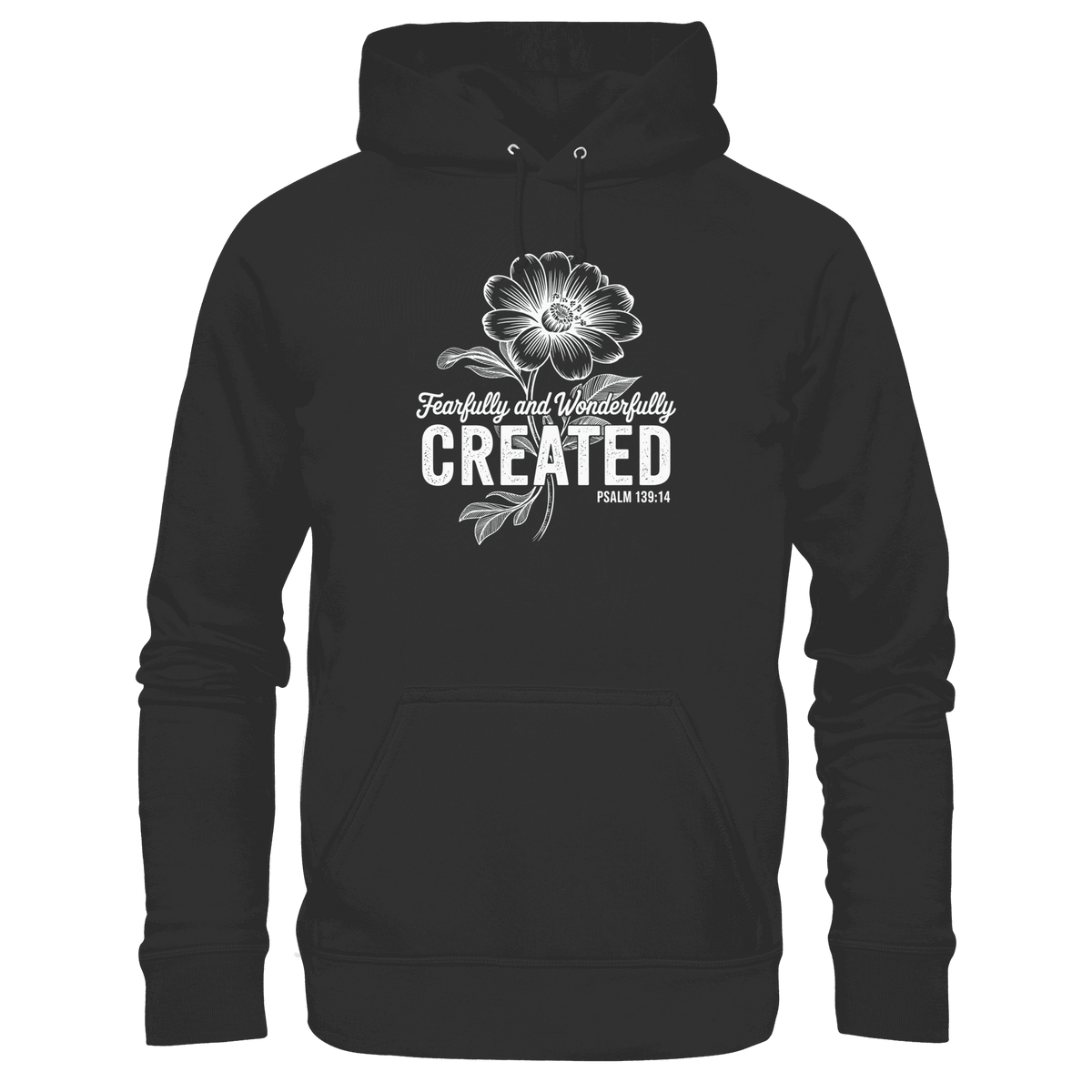 Fearfully and Wonderfully Created – Floral Grace Design - Premium Unisex Hoodie - Hoodies - Black - GfoitMa
