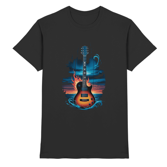 Fire & Water Guitar – Künstlerisches Gitarren Design für Musiker & Worshipper - Premium Shirt - Unisex-Shirts - Black - GfoitMa