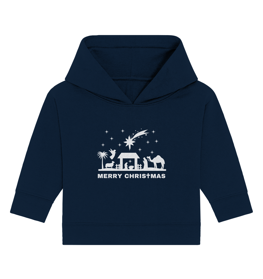 Merry Christmas - Frohe Weihnachten (Krippe Edition) - Baby Organic Hoodie