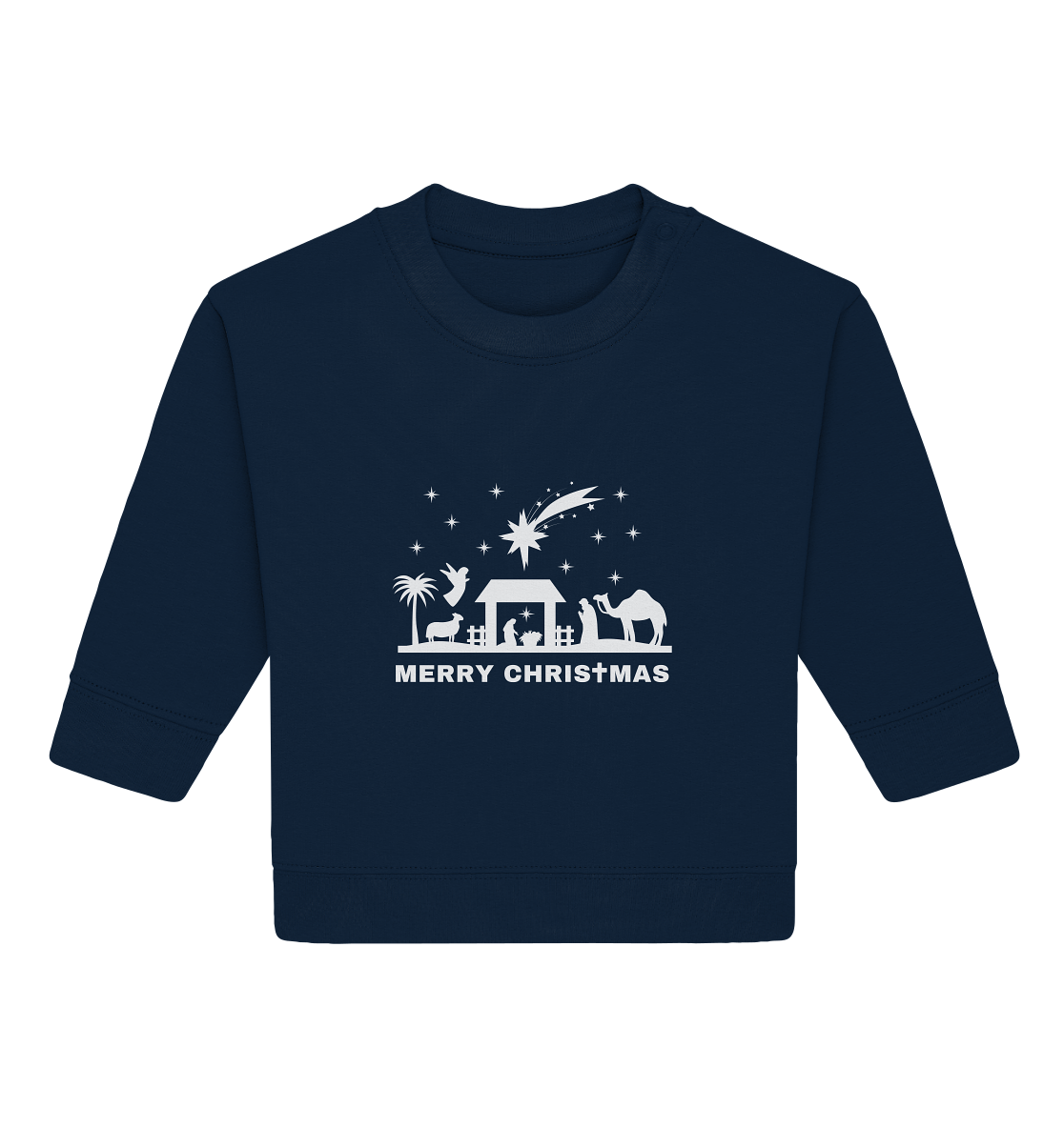 Merry Christmas - Frohe Weihnachten (Krippe Edition) - Baby Organic Sweatshirt