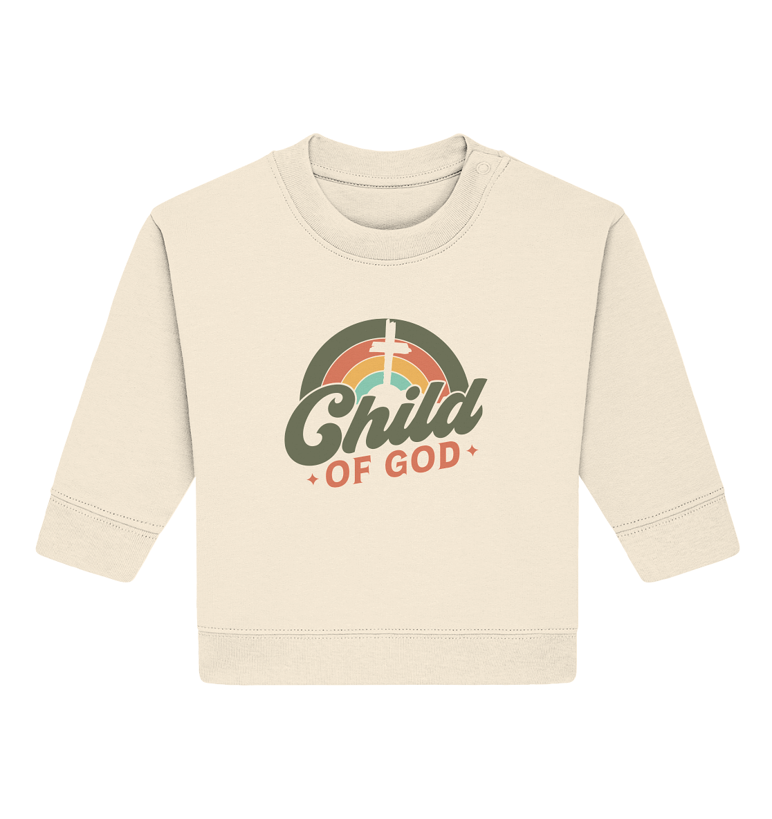 "Kind Gottes" im Retro-Look - Baby Organic Sweatshirt - GfoitMa - Natural Raw / 6-12M