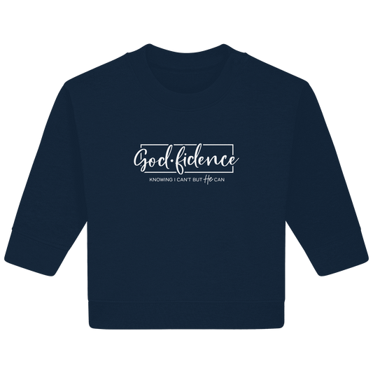 God.fidence – Knowing I can’t but He can | Christliche Kleidung - Baby Organic Sweatshirt