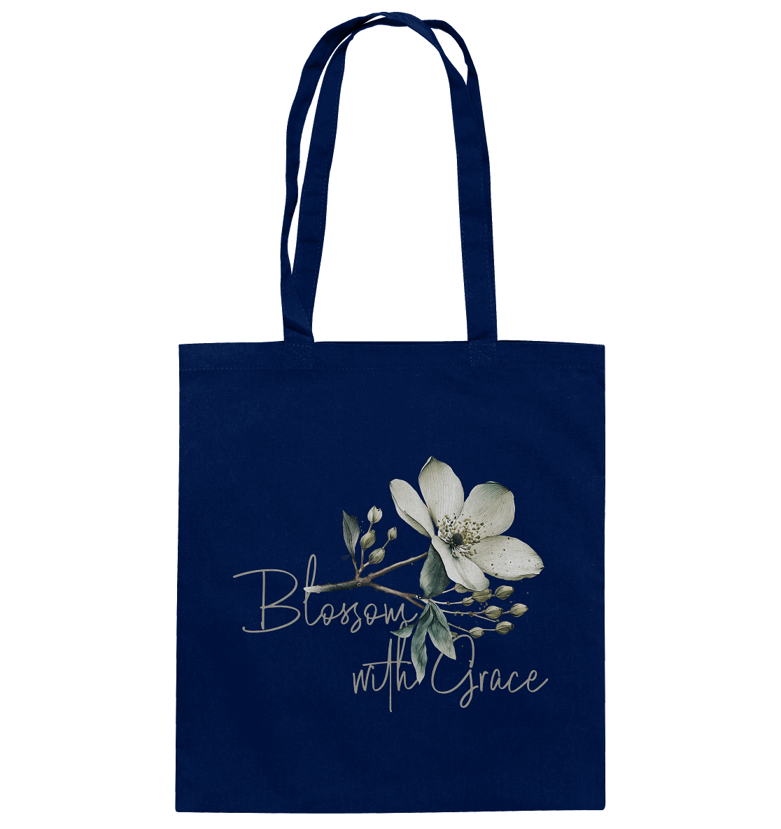 Blossom with Grace - Baumwolltasche - GfoitMa - French Navy / ca. 38x42