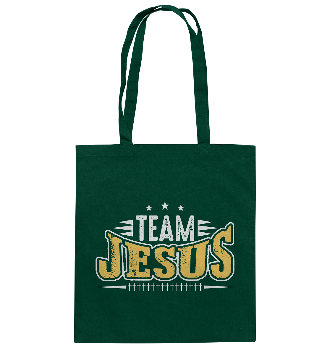 Team Jesus - Gemeinsam im Glauben - Baumwolltasche - GfoitMa - Bottle Green / ca. 38x42