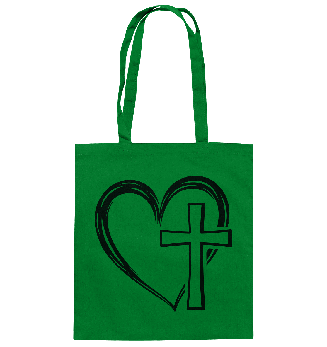 Herz & Kreuz Design - Baumwolltasche - GfoitMa - Kelly Green / ca. 38x42
