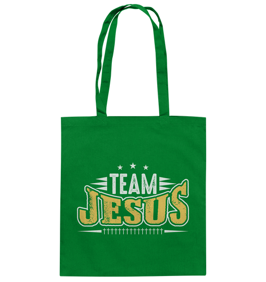 Team Jesus - Gemeinsam im Glauben - Baumwolltasche - GfoitMa - Kelly Green / ca. 38x42