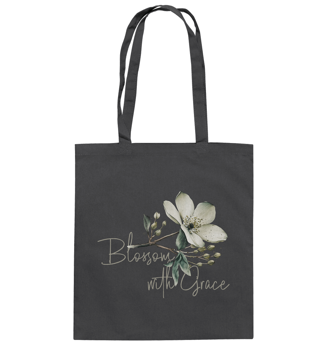 Blossom with Grace - Baumwolltasche - GfoitMa - Graphite Grey / ca. 38x42